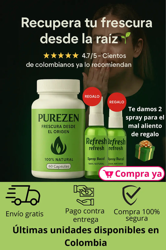 Cápsulas desintoxicantes Purezen + 2 Spray de regalo para el mal aliento